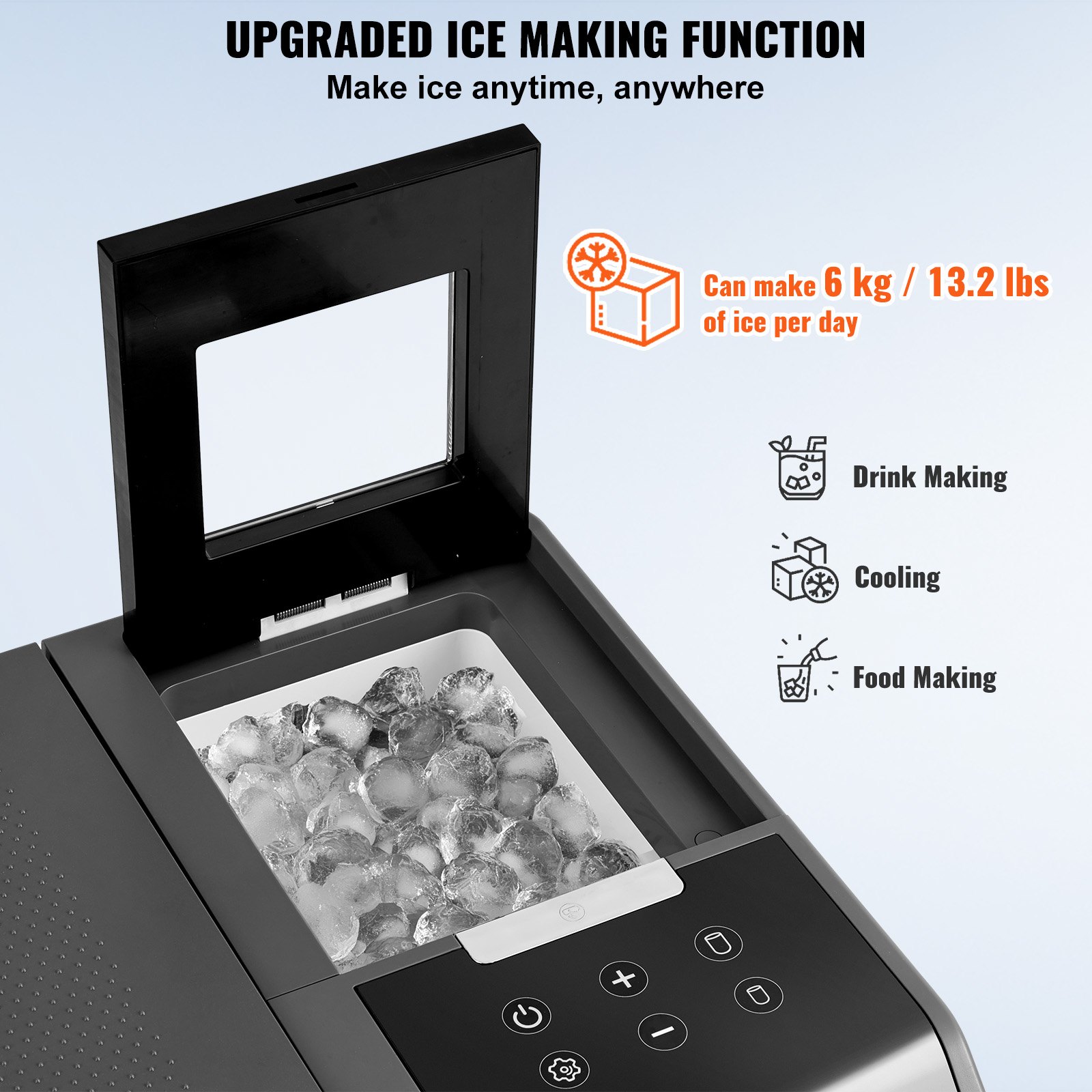 VEVOR Portable Car Refrigerator, with Ice Making Function, 12 Volt Car Refrigerator Fridge, 37 QT Single Zone Portable Freezer, -4℉-68℉ Adjustable Temperature, with Casters for Camping, Car, RV