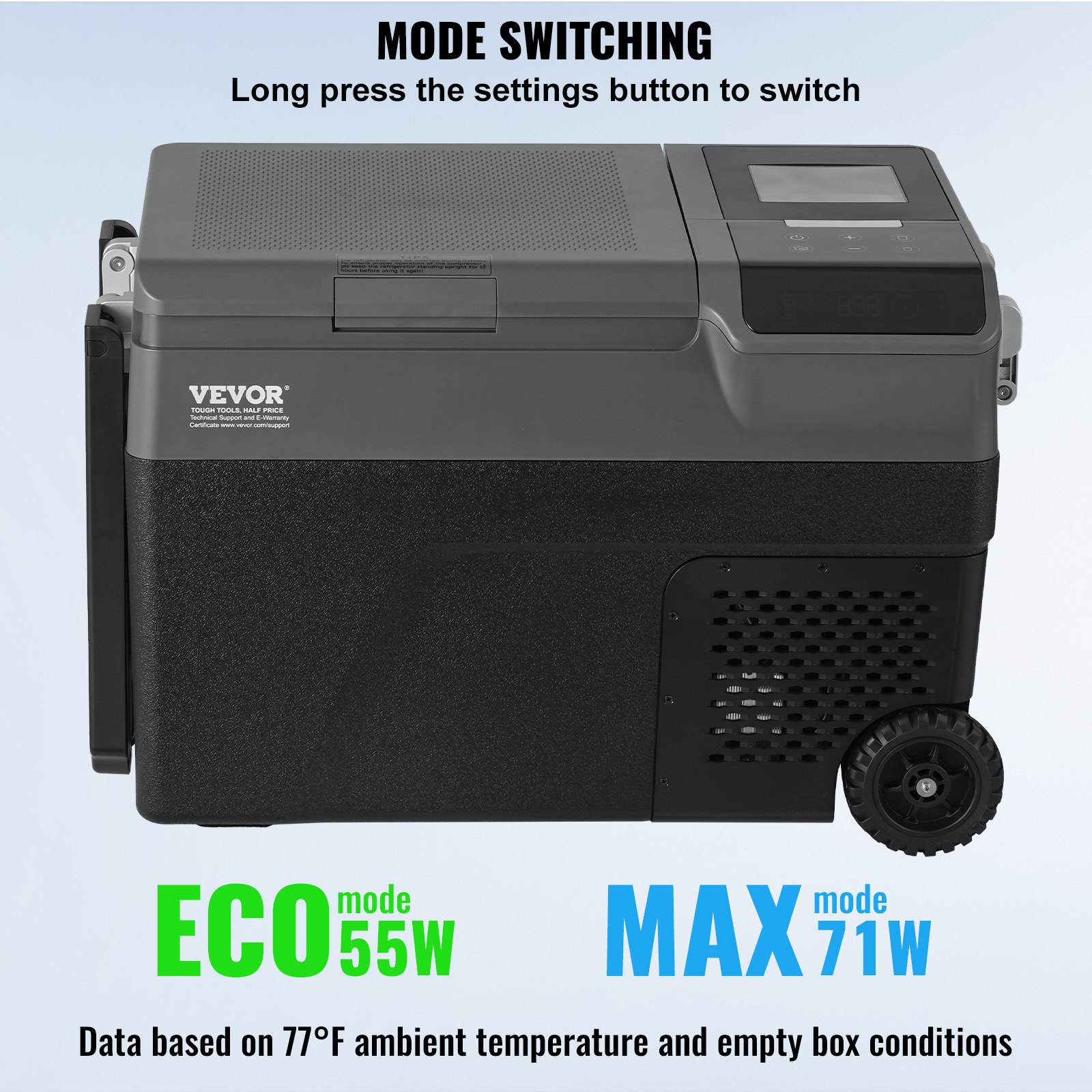 VEVOR Portable Car Refrigerator, with Ice Making Function, 12 Volt Car Refrigerator Fridge, 37 QT Single Zone Portable Freezer, -4℉-68℉ Adjustable Temperature, with Casters for Camping, Car, RV