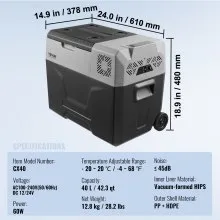 VEVOR Compresor Congelador Refrigerador Portátil para Auto 40 L Zona Única para Auto Hogar