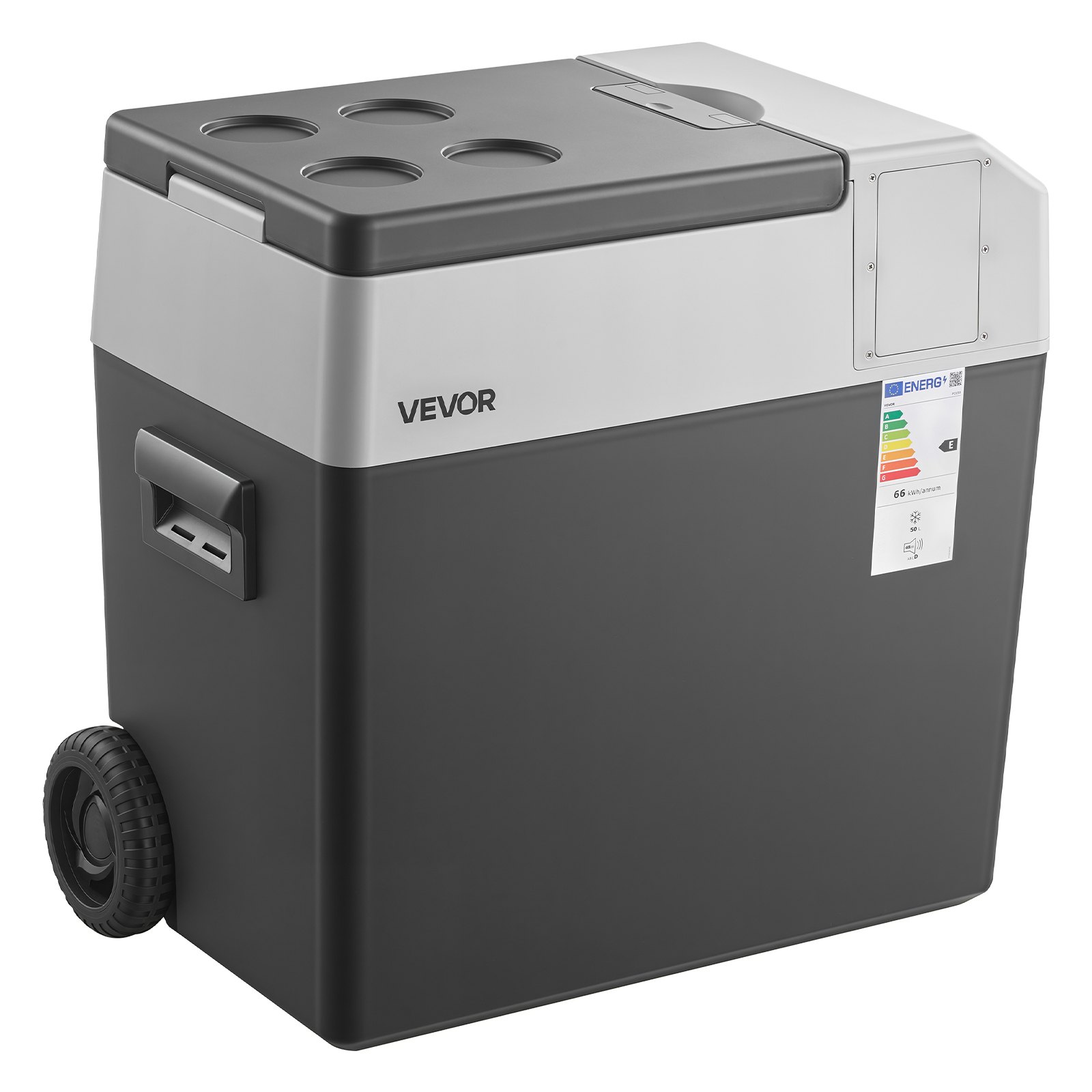 VEVOR 12 Volt Refrigerator, 52.8 QT/ 50L Car Fridge, Portable Electric Freezer Compressor with Handle, APP Control and Wheels, 12V/24V DC 100-240V AC, -22℃ to 10℃, for Truck Van RV SUV Travel Camping