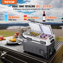 VEVOR Portable Car Refrigerator Freezer Compressor 50 L Dual Zone for Home Car