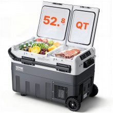 VEVOR Portable Car Refrigerator, 12 Volt Car Refrigerator Fridge, 50 L / 52.8 QT Dual Zone Portable Freezer, -4℉-68℉ Adjustable Temperature, Compressor Cooler for Home, Outdoor, Camping, RV, Car
