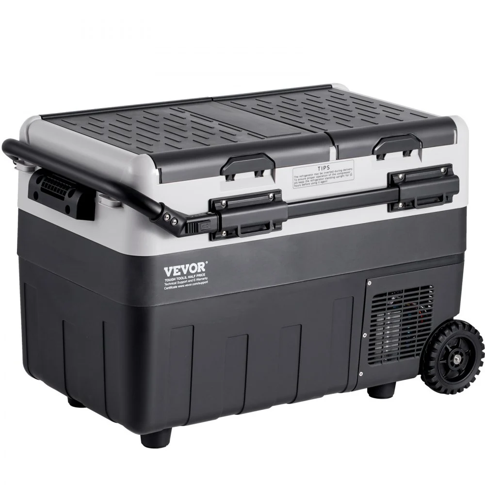 VEVOR Portable Car Refrigerator, 12 Volt Car Refrigerator Fridge, 50 L / 52.8 QT Dual Zone Portable Freezer, -4℉-68℉ Adjustable Temperature, Compressor Cooler for Home, Outdoor, Camping, RV, Car