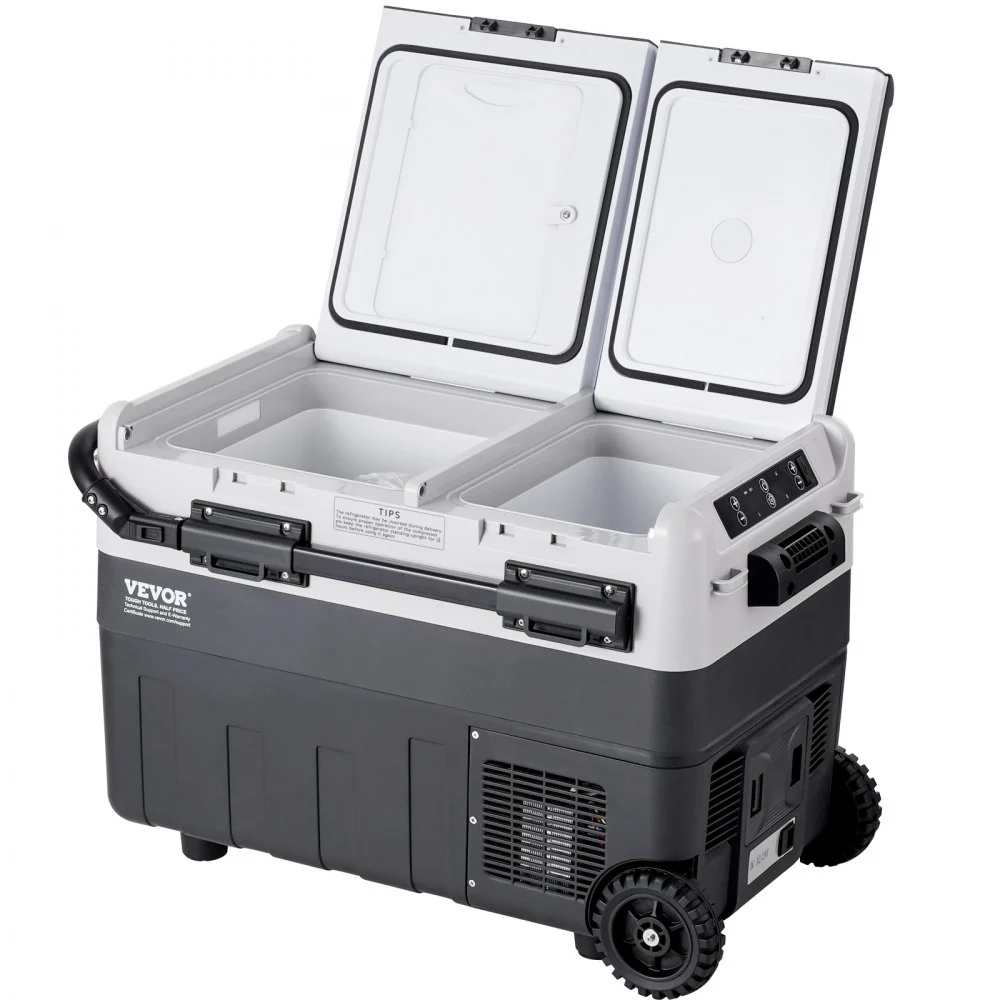 VEVOR Portable Car Refrigerator, 12 Volt Car Refrigerator Fridge, 50 L / 52.8 QT Dual Zone Portable Freezer, -4℉-68℉ Adjustable Temperature, Compressor Cooler for Home, Outdoor, Camping, RV, Car