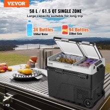 VEVOR Portable Car Refrigerator Freezer Compressor 58 L Dual Zone for Home Car