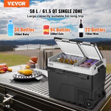 VEVOR Portable Car Refrigerator Freezer Compressor 58 L Dual Zone for Home Car