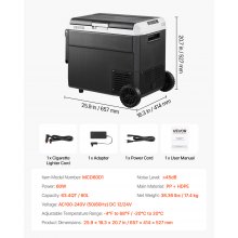 12 Volt Car Refrigerator Portable Freezer 63.4QT Electric Cooler for Camping