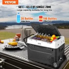 VEVOR Compresor Congelador Refrigerador Portátil para Auto 60 L Zona Única para Auto Hogar