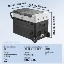 VEVOR Compresor Congelador Refrigerador Portátil para Auto 60 L Zona Única para Auto Hogar