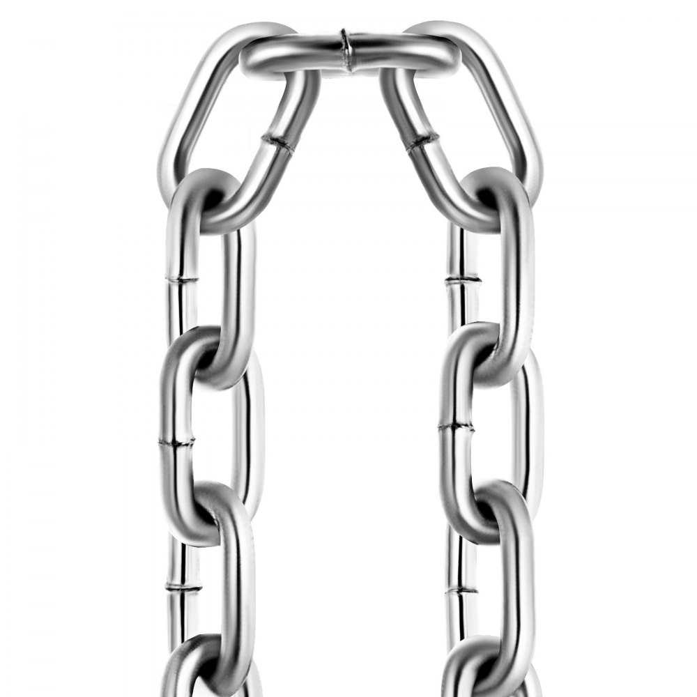 VEVOR Proof Coil Chain, 5.1 mm x 30.48 m, 498kg Safe Working Load, Zinc Plated Proof Tested Coil Chain with Two Quick Links, Galvanized Carbon Steel Link Chain for Towing, Hanging, Camping, Pet Towing