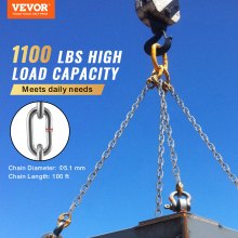 VEVOR Zinc Plated Proof Coil Chain Carbon Steel Chain Sling 3/16" x 100' 1100lbs