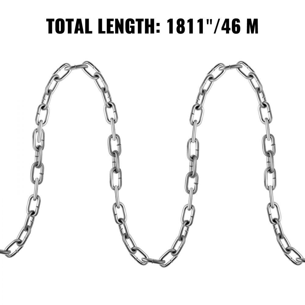 VEVOR Grade 30 Chain 0.18 Inch by 150Ft Length Grade 30 Proof Coil Chain Zinc Plated Grade 30 Chain for Towing Logging Agriculture and Guard Rails