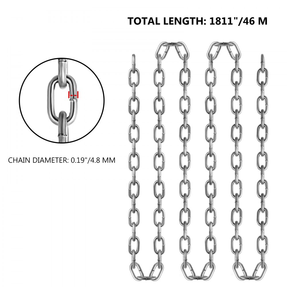 VEVOR Grade 30 Chain 0.18 Inch by 150Ft Length Grade 30 Proof Coil Chain Zinc Plated Grade 30 Chain for Towing Logging Agriculture and Guard Rails