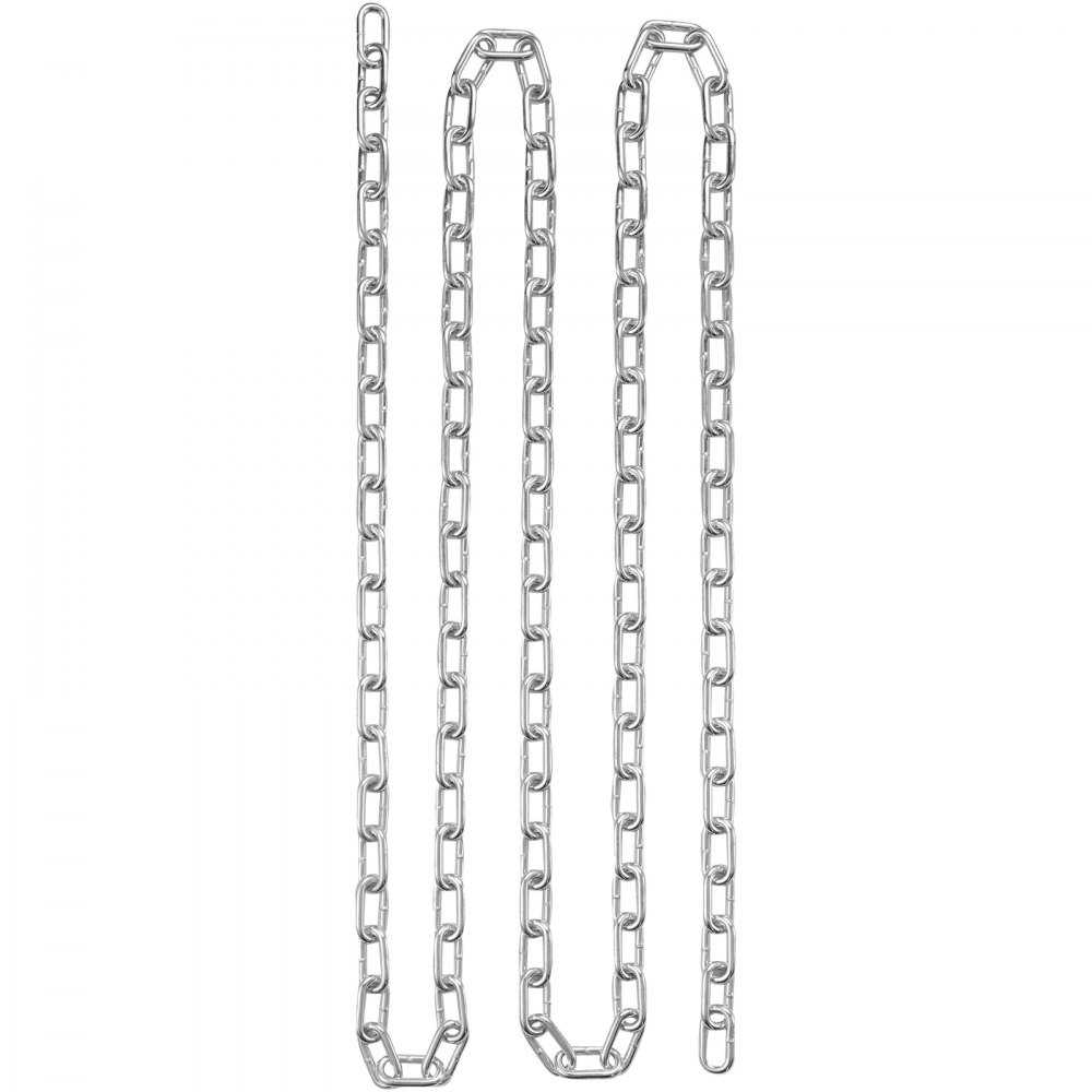 VEVOR Proof Coil Chain, 1/4" x 100', 1540 lbs Safe Working Load, Zinc Plated Proof Tested Coil Chain with Two Quick Links, Galvanized Carbon Steel Link Chain for Towing, Hanging, Camping, Pet Towing