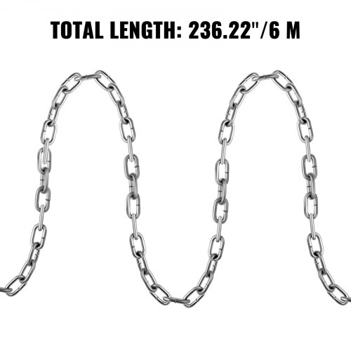 VEVOR Grade 30 Chain 0.25 Inch by 20Ft Length Grade 30 Proof Coil Chain Zinc Plated Grade 30 Chain for Towing Logging Agriculture and Guard Rails
