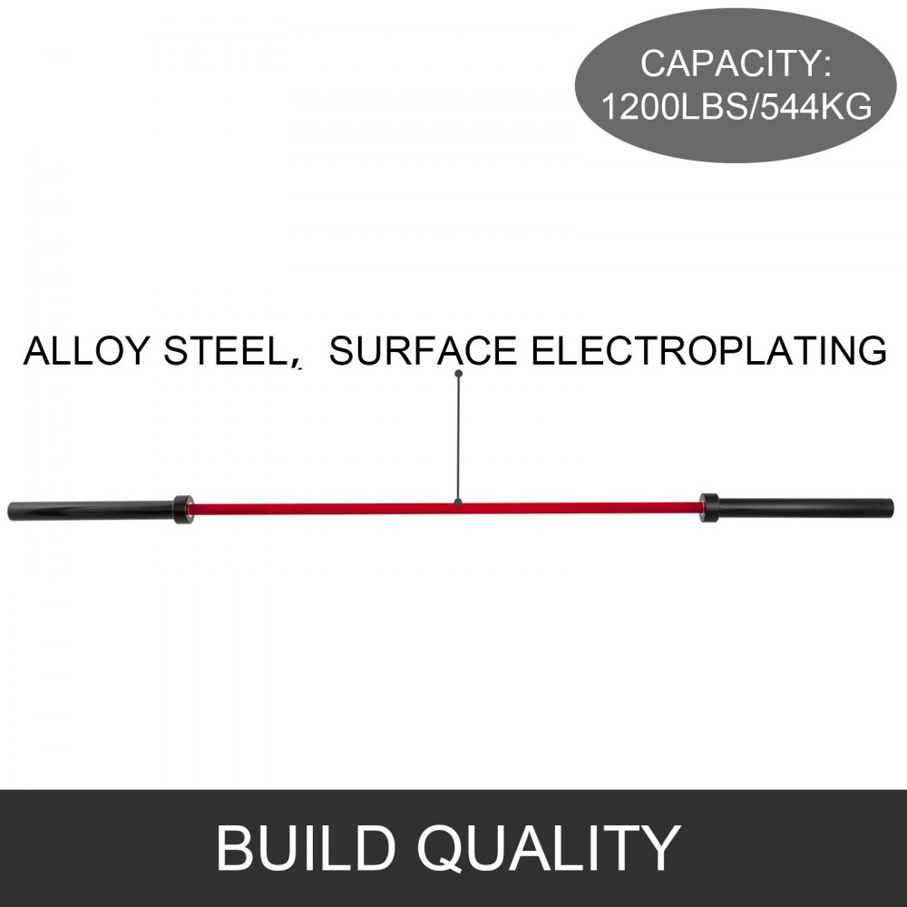 Olympic Barbell Weight Bar Bench Press Lifting Squat Red 15kg 1200LBS 2M