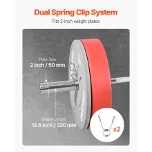 VEVOR 6FT Barbell Bar, Fits 2-Inch Weight Plates, Chrome Plated Barbell Bar with Knurled Grip for Strength Training, Weightlifting, Squat, Deadlift, Bench Press, Curl, Overhead Press, 550lbs Capacity