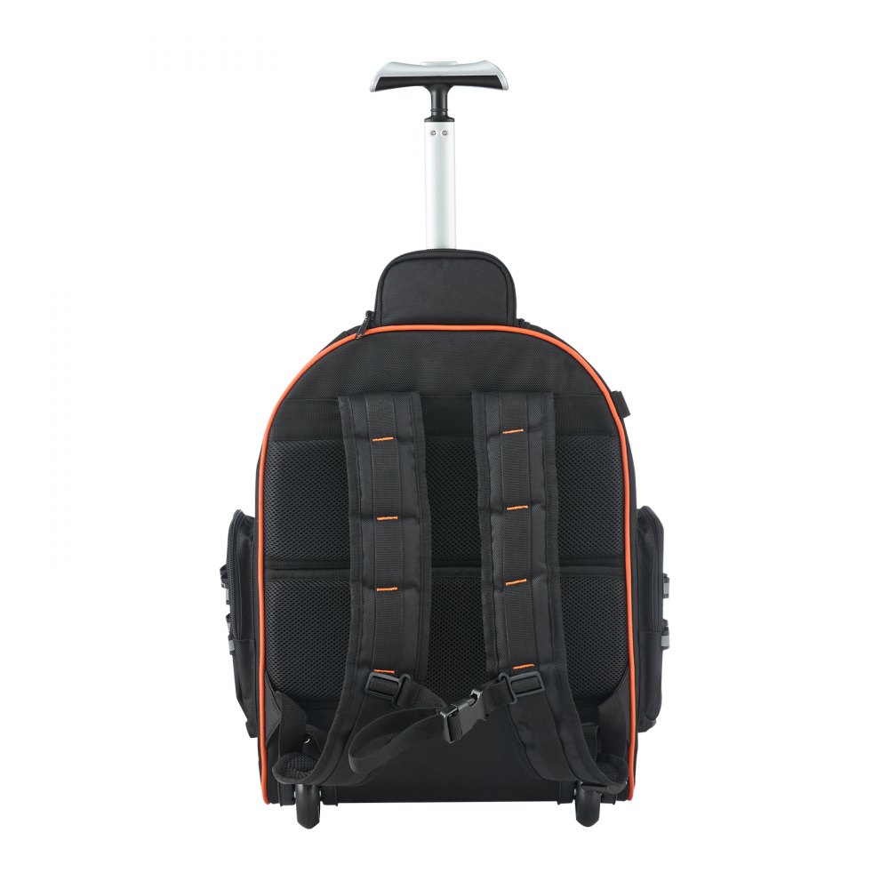 VEVOR Rolling Tool Backpack, 110 lbs Load Capacity, 45 Pockets Heavy Duty Roller Tool Bag on Wheels, Adjustable Telescoping Handle & Stable Base, Toolbag Organizers for Construction, Mechanic