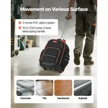 VEVOR Rolling Tool Backpack 45 Pockets Heavy Duty Roller Tool Bag on Wheels
