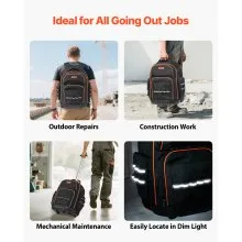 VEVOR Rolling Tool Backpack 45 Pockets Heavy Duty Roller Tool Bag on Wheels