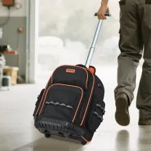 VEVOR Rolling Tool Backpack 45 Pockets Heavy Duty Roller Tool Bag on Wheels