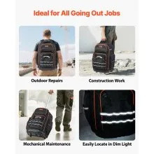 VEVOR Rolling Tool Backpack 72 Pockets Heavy Duty Roller Tool Bag on Wheels