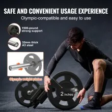 VEVOR Safety Squat Bar, 1,500 LBS Fitness Squat Bar, Safety Squat Bar Attachment with Shoulder and Arm Pads, 32mm Diameter Weight Bar, Ideal for Front Squats, Lunges, Rehab, Physical Therapy