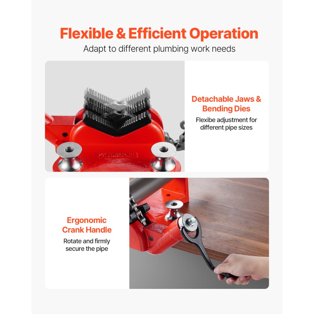VEVOR Heavy-Duty Pipe Chain Vise, 1/2" - 8" Pipe Capacity, 34.6" Rugged Chain & Cast Iron Base, Industrial-Grade Pipe Clamping for Plumbing, Automotive Repairs, Metalworking