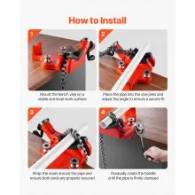 Screw Bench Chain Vise 1/4 to 6 inch Capacity Heavy Duty Chain Pipe Vise
