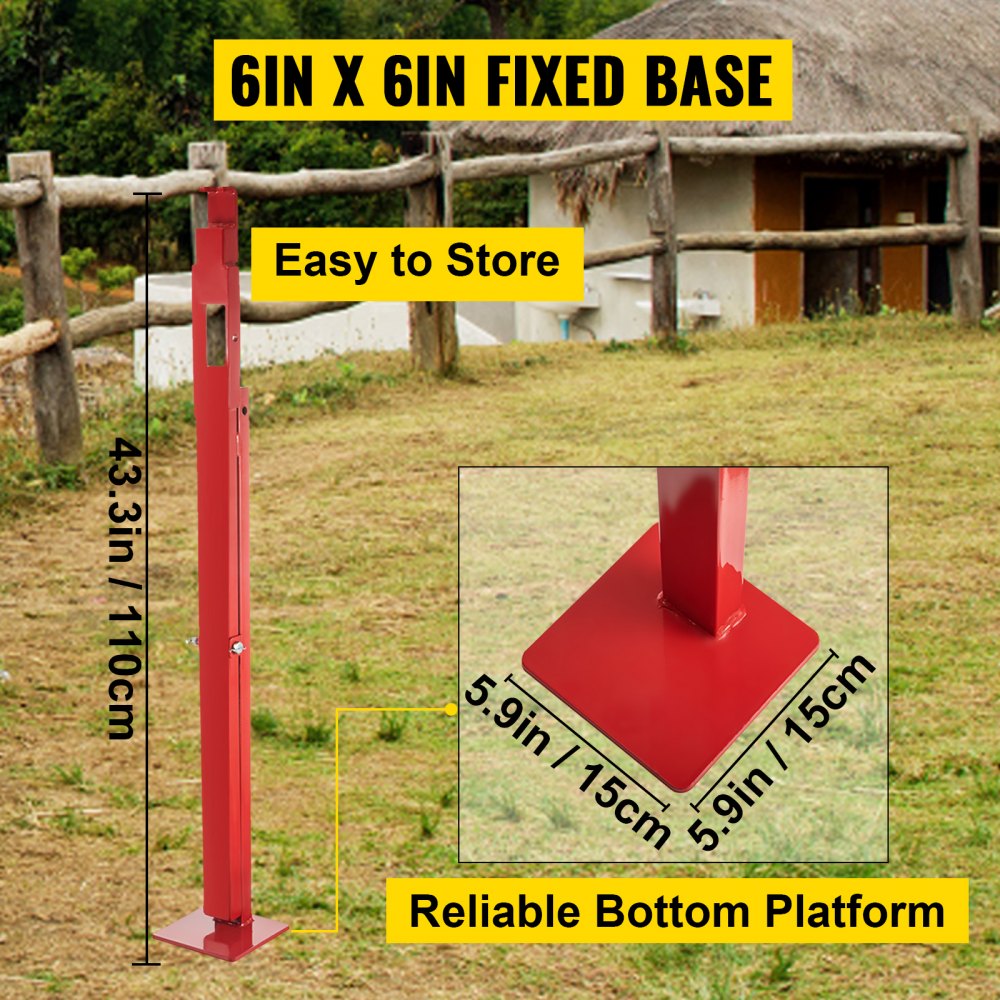 VEVOR Post Puller 42" Long Chain Fence Post Puller 32" Standing Frame Wood Post Puller Set with Lifting Chain Puller Stump Puller Fence Post Remover for Round Fence Post, Metal, Sign Post & Tree Stump