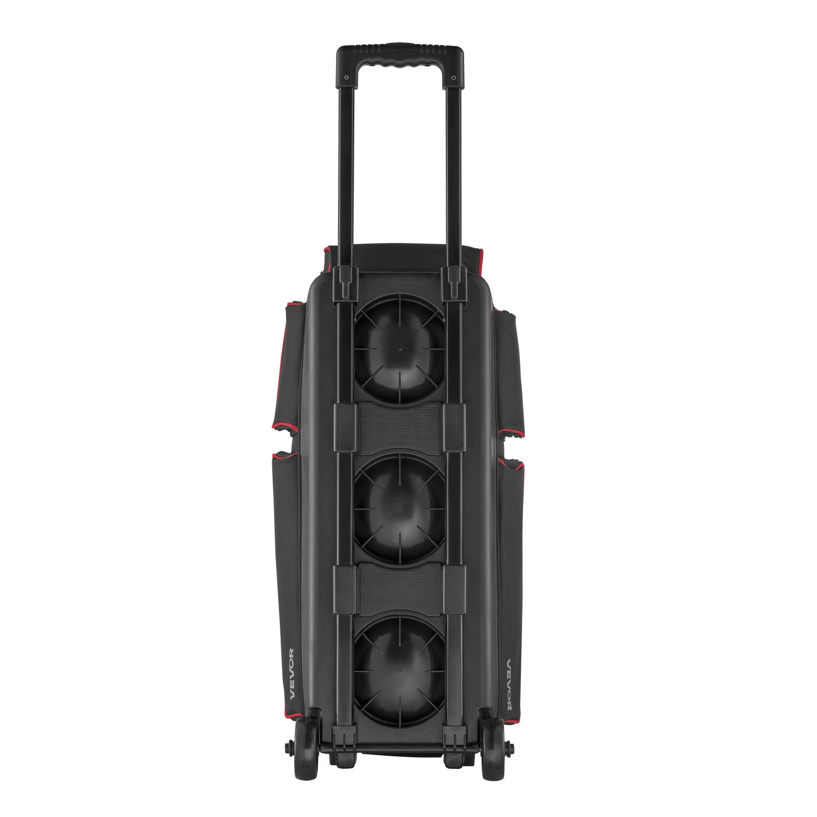 VEVOR Bowling Ball Bag, 3 Ball Double Roller Bowling Bag with Wheels, Featuring a Separate Compartment for Shoes (Up To US Size 16) & Oversized Accessory Pocket, Retractable Handle Extends to 41.34 in