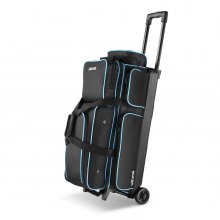 3 Ball Bowling Bag with Wheels Double Roller Bowling Bag with Shoe Compartment