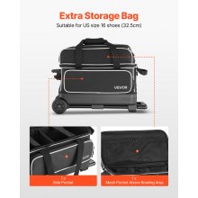 2 Ball Bowling Bag with Wheels Double Roller Bowling Bag with Shoe Compartment