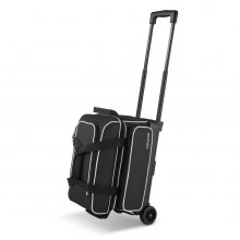 2 Ball Bowling Bag with Wheels Double Roller Bowling Bag with Shoe Compartment