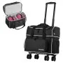 VEVOR Bowling Ball Bag, 2 Ball Four Roller Bowling Bag with Wheels, Featuring a Separate Compartment for Shoes (Up To US Size 16) & Oversized Accessory Pocket, Retractable Handle Extends to 950 mm