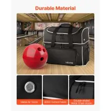 2 Ball Bowling Bag with Wheels Four Roller Bowling Bag with Shoe Compartment