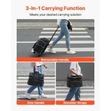 2 Ball Bowling Bag with Wheels Four Roller Bowling Bag with Shoe Compartment