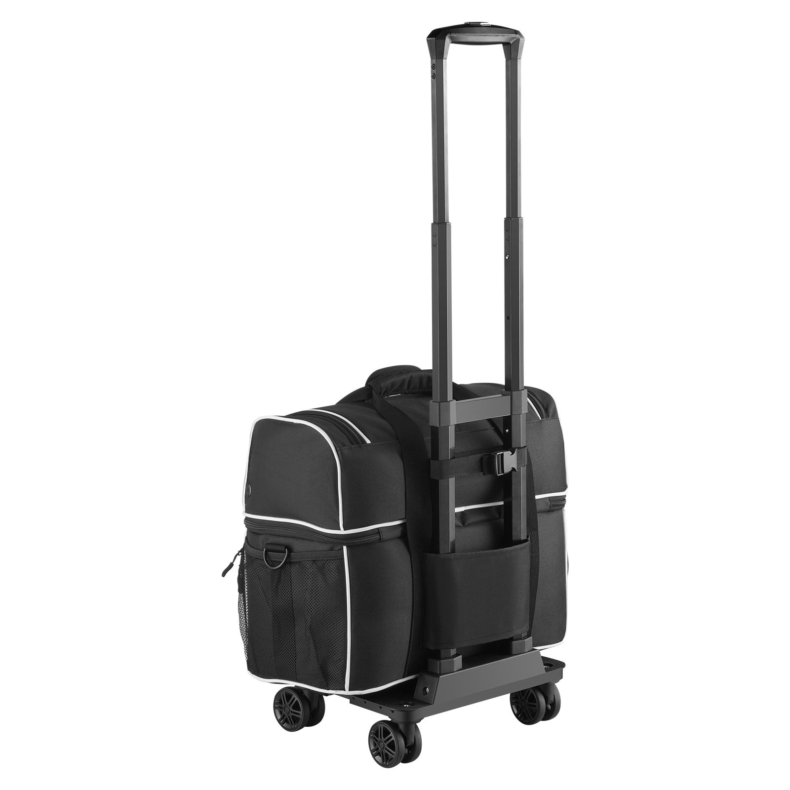 VEVOR Bowling Ball Bag, 2 Ball Four Roller Bowling Bag with Wheels, Featuring a Separate Compartment for Shoes (Up To US Size 16) & Oversized Accessory Pocket, Retractable Handle Extends to 37.4 in