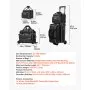 VEVOR 3 Ball Bowling Bag Double Roller Bag with Separate Shoe Compartment, for Bowling Shoes (Up To US Men Size 16), Rolling Ball Bag w/ Wheel, Accessory Pocket, Retractable Handle Extends to 40 in