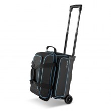 2 Ball Bowling Bag with Wheels Double Roller Bowling Bag with Shoe Compartment