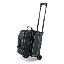 2 Ball Bowling Bag with Wheels Double Roller Bowling Bag with Shoe Compartment