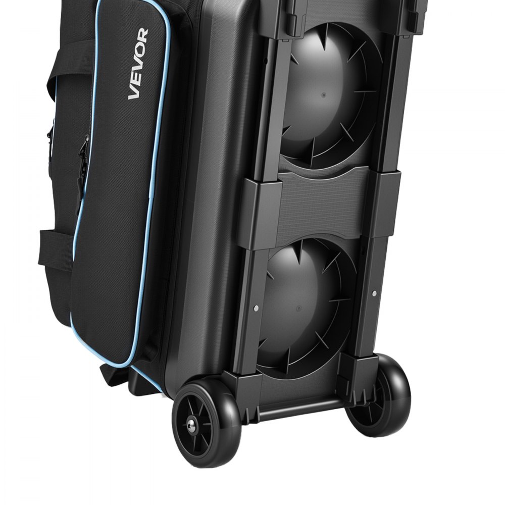 VEVOR 3 Ball Bowling Bag Double Roller Bag with Separate Shoe Compartment, for Bowling Shoes (Up To US Men Size 16), Rolling Ball Bag w/ Wheel, Accessory Pocket, Retractable Handle Extends to 40 in