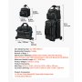 VEVOR 3 Ball Bowling Bag Double Roller Bag with Separate Shoe Compartment, for Bowling Shoes (Up To US Men Size 16), Rolling Ball Bag w/ Wheel, Accessory Pocket, Retractable Handle Extends to 40 in