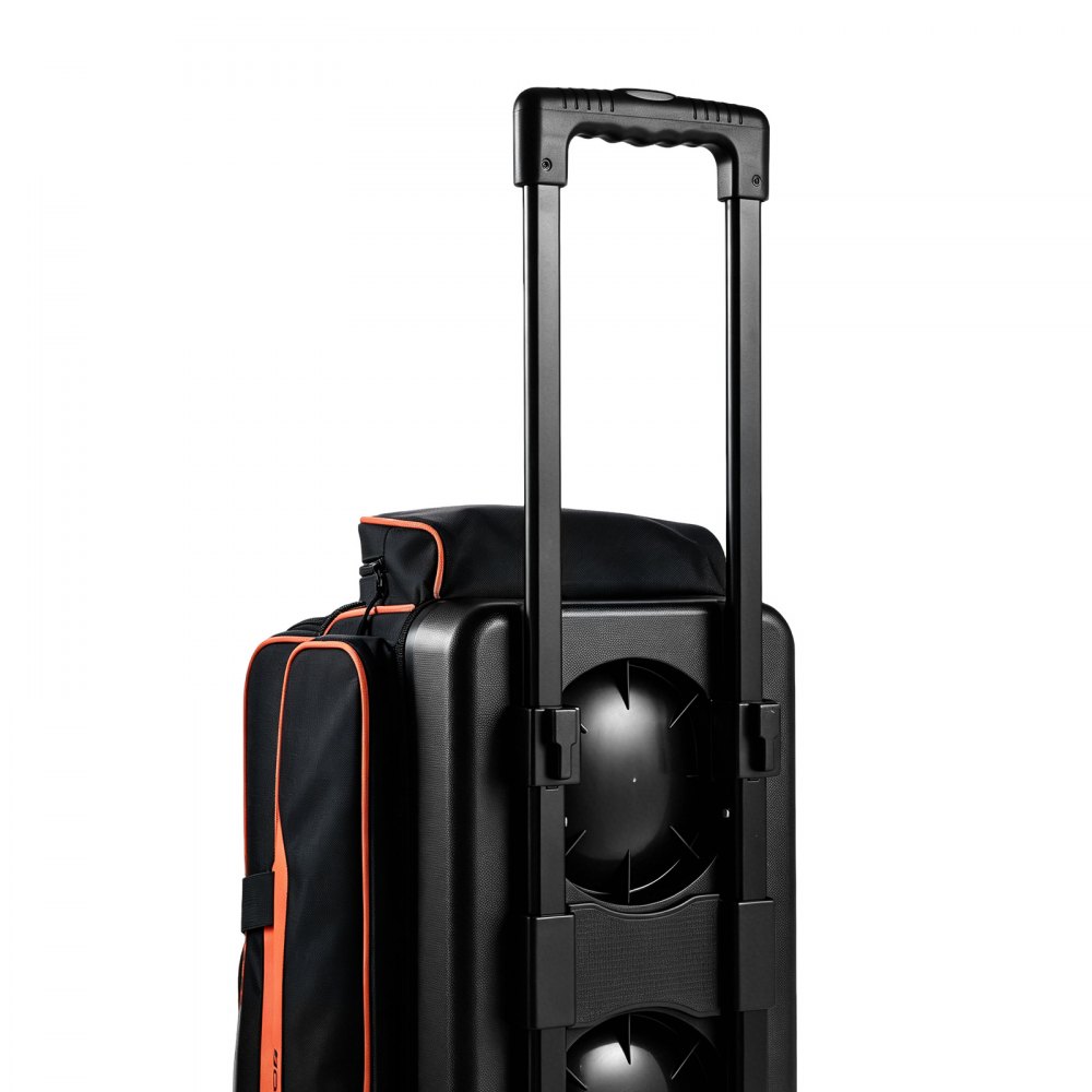 VEVOR 3 Ball Bowling Bag Double Roller Bag with Separate Shoe Compartment, for Bowling Shoes (Up To US Men Size 16), Rolling Ball Bag w/ Wheel, Accessory Pocket, Retractable Handle Extends to 40 in