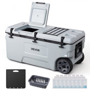 VEVOR Hard Cooler, 106QT Portable Rolling Cooler with Wheels, Leak-Resistant Coolbox Keeps Contents Cool for 48 Hours, Ice Retention Insulated Chests, Ultra-Light for Outdoor Picnics, Grill, Camping