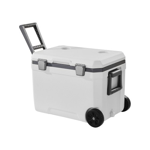 Portable Cooler 45 QT Insulated Wheeled Cooler 64 Can Capacity with Cup Holder