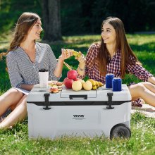 Portable Cooler 74 QT Insulated Wheeled Cooler 120 Can Capacity with Cup Holder