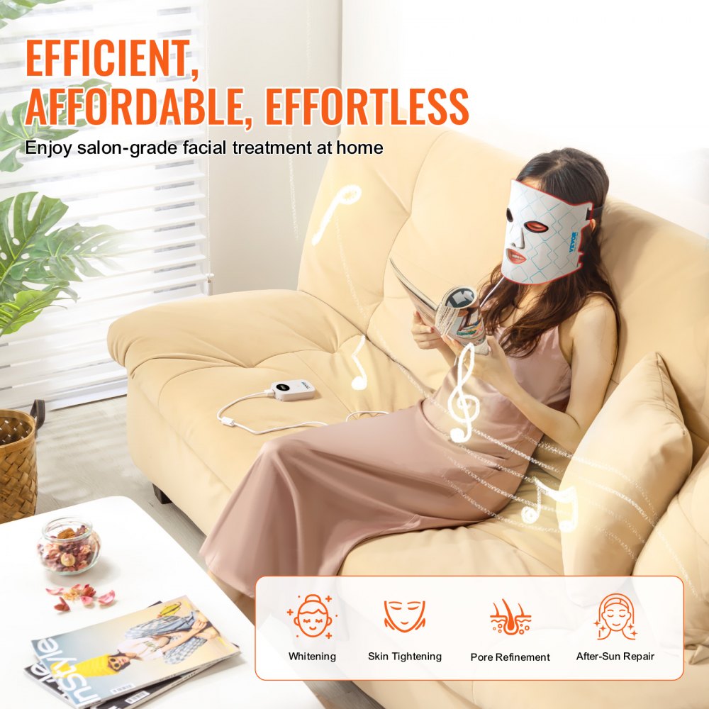 VEVOR Red Light Therapy Mask, 7 Colors LED Face Mask Light Therapy with 850nm Near-infrared, Red Light Therapy for Face, Portable Facial Skin Care Device for Skin Health, Anti Aging, Wrinkle Reduction