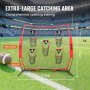 VEVOR 6 x 6 ft fodboldtræner kastenet, trænings kastemål øvelsesnet med 5 mållommer, knudeløst net inkluderer bueramme og bærbar bæretaske, forbedre QB kastenøjagtighed, rød