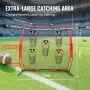 VEVOR 6 x 6 ft Football Trainer Throwing Net, Training Throwing Target Practice Net with 5 Target Pockets, Knotless Net Includes Bow Frame and Portable Carry Case, Improve QB Throwing Accuracy, Red